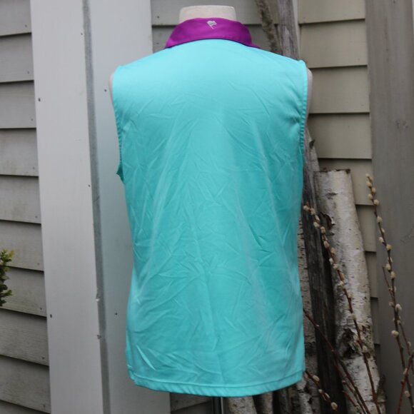 Golf America Aqua & Purple Sleeveless Polo Shirt Sz XL - Picture 5 of 8
